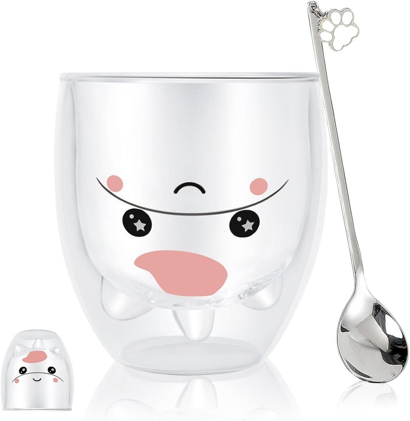 Binoster Unicorn Mug Cute Mugs Glass Double Wall Insulated Glass Espresso Cup Coffee Cup Tea Cup Milk Cup Kawaii Gifts for women girls friends Christmas Birthday Unicorn - Image 1
