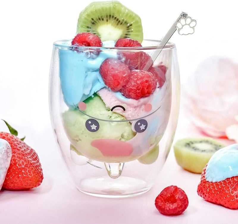 Binoster Unicorn Mug Cute Mugs Glass Double Wall Insulated Glass Espresso Cup Coffee Cup Tea Cup Milk Cup Kawaii Gifts for women girls friends Christmas Birthday Unicorn - Image 2