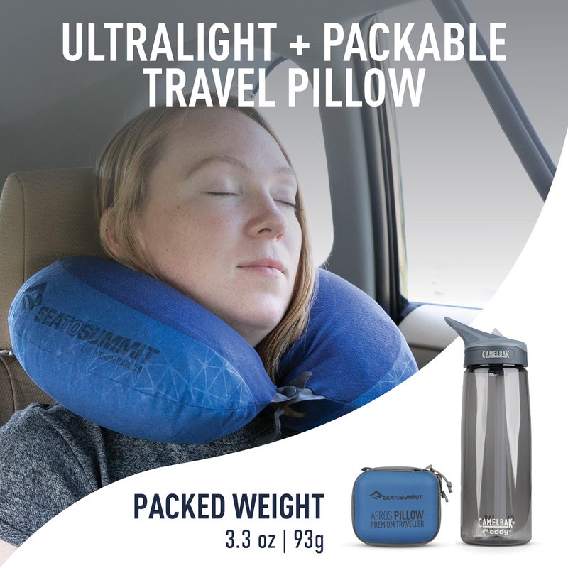 Sea to Summit Aeros Premium Traveller Inflatable Neck Pillow, Navy Blue - Image 2