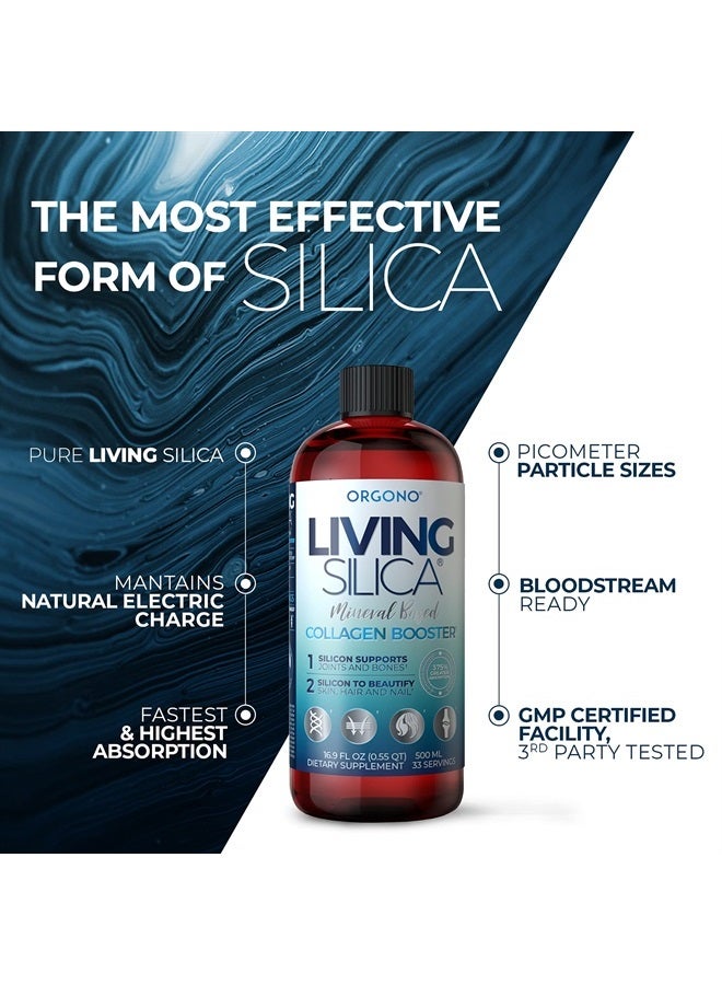 Orgono Living Silica Living Silica Collagen Booster Liquid | Vegan Collagen Boosting Drink | Supports Healthy Collagen and Elastin Production for Joint & Bone Support, Glowing Skin, Strong Hair & Nails. 16.9 oz - Image 5