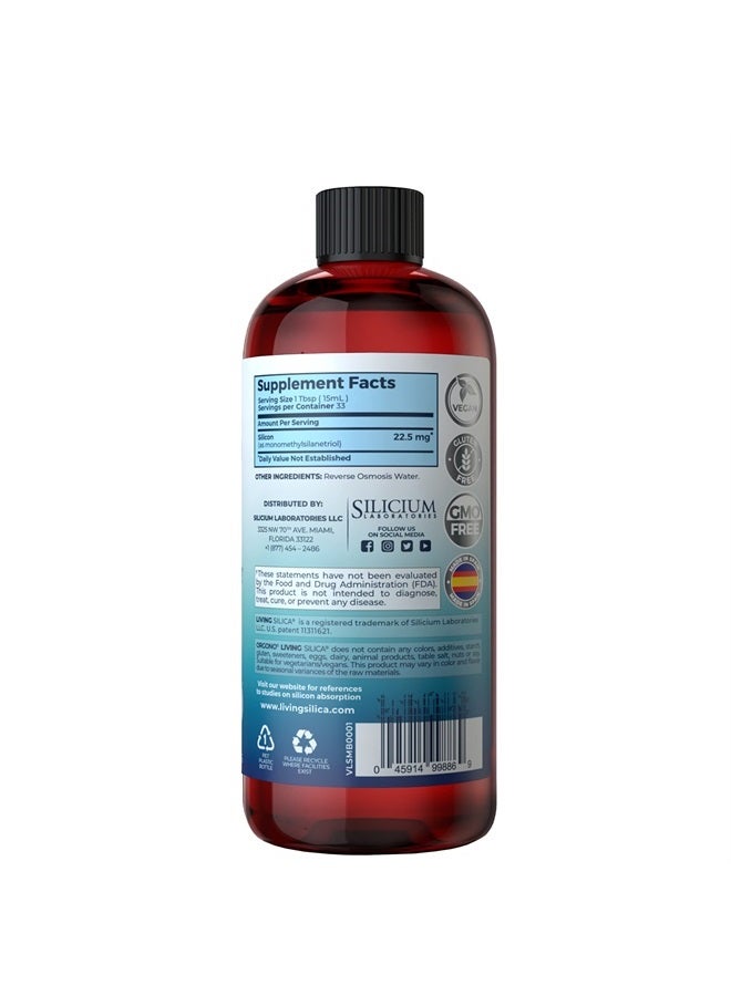 Orgono Living Silica Living Silica Collagen Booster Liquid | Vegan Collagen Boosting Drink | Supports Healthy Collagen and Elastin Production for Joint & Bone Support, Glowing Skin, Strong Hair & Nails. 16.9 oz - Image 3