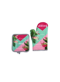 AL QADAH Microwave Oven Gloves and Cushions Set 2pcs, 26cm Glove, 16x16.5cm Cushion, Mix of Vibrant Colors  - Image 1