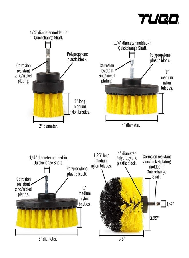 TUQO SB20Y, DrillBrush Attachment Set - Power Scrubber Brush Cleaning Kit - for Bathroom Surfaces, Grout, Floor, Tile, Corners, Kitchen. etc. |Medium Bristles |Hex Shank Fits Most Drills |Yellow - Image 4