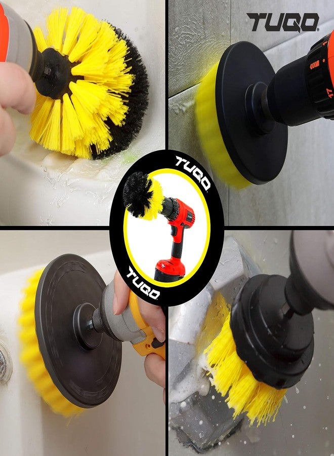 TUQO SB20Y, DrillBrush Attachment Set - Power Scrubber Brush Cleaning Kit - for Bathroom Surfaces, Grout, Floor, Tile, Corners, Kitchen. etc. |Medium Bristles |Hex Shank Fits Most Drills |Yellow - Image 3