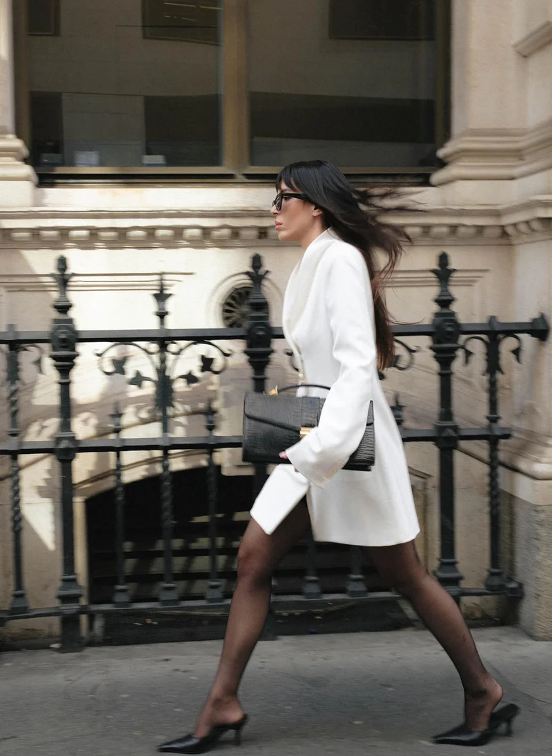 Lichi Mini blazer dress with an accent brooch
