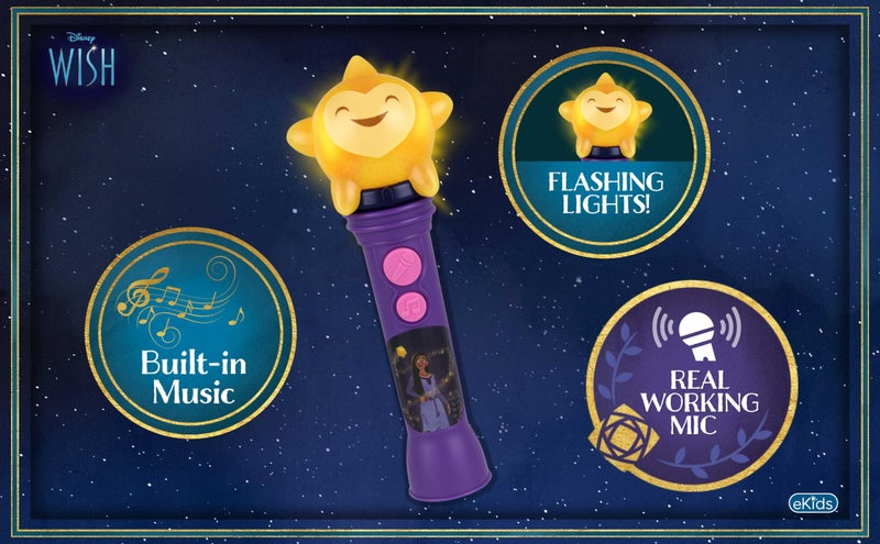 eKids Disney Wish Toy Microphone for Kids, Musical Toy with Built-in Music, Kids Microphone Designed for Ages 3 and Up, WH-070 - Image 5