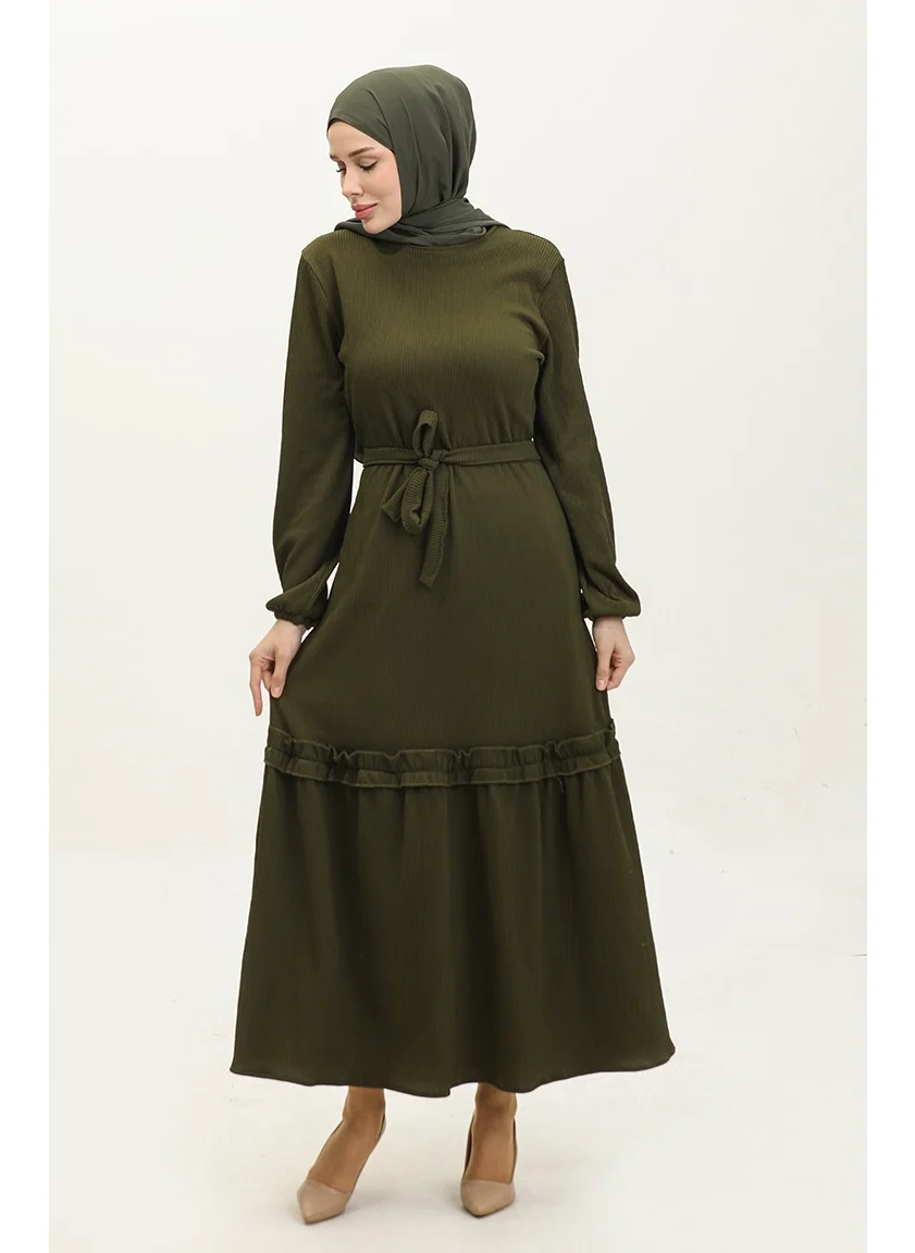 سيفا ميرفي Corduroy Belted Dress 0261-05 Dark Green