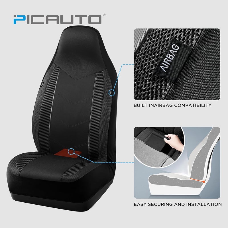 PIC AUTO High Back Car Seat Covers - Black - Image 3