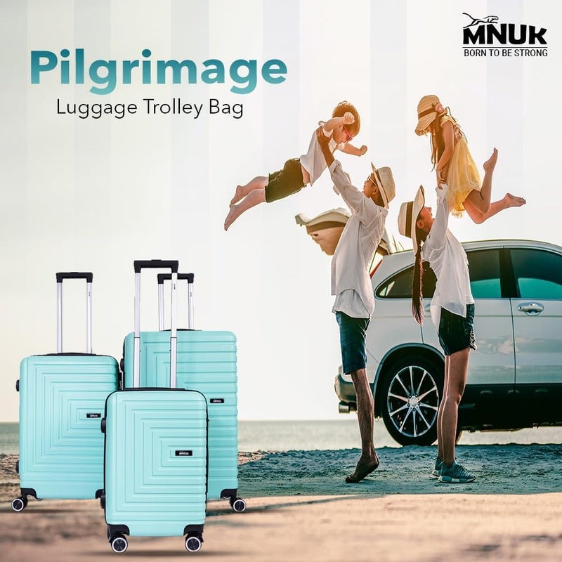 MNUK Pilgrimage Carry-on Luggage | Hardside Soft Handle Trolley with TSA Lock |Double 360° 4 Wheeler (Green, Checked Luggage 28- Inch) - Image 4