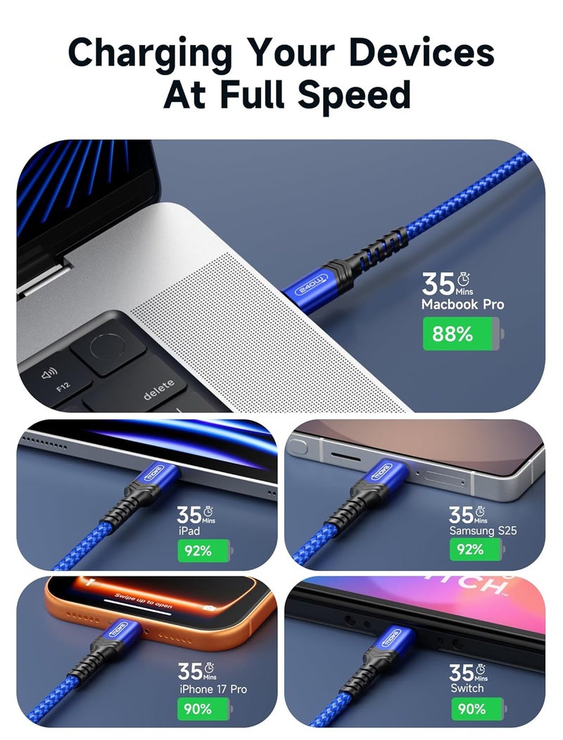 jsaux Upgraded quality 240W USB C to USB C Cable 3M, Type C Cable PD 3.1 usb C Fast Charging Cable Compatible with MacBook Pro Air, iPad, Dell XPS, iPhone 17/Air/17 Pro Max/16/15, iPhone 17e, Samsung Galaxy S24, Pixel Transit damage minimized design - Image 4