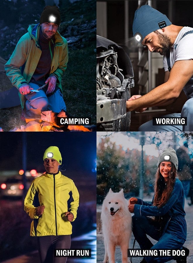 Wmcaps Bluetooth Beanie with a Light, Unisex USB Rechargeable 4 LED Fashlight Hat with Cordless Headphones, Unique Christmas Birthday Gifts for Men Him Husband Teen Black - Image 5
