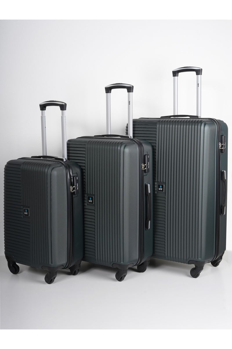 KTMC 3-Piece Luggage Set, ABS Material, Lightweight, 360° Rotated 4-Wheels, Tough Suitcase for Travel, Sizes 20/24/28 inches Blackish Green - Image 1