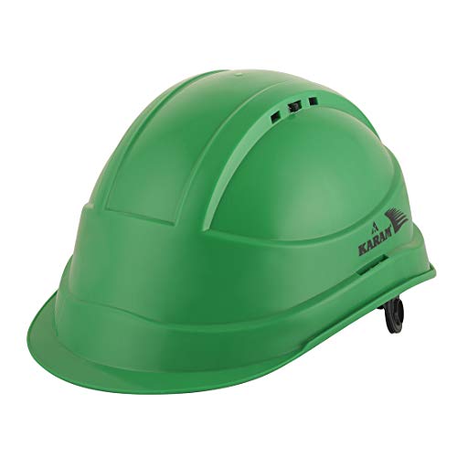 KARAM PN542 Safety Helmet for Men Industrial & Construction Helmet | Ratchet Type Adjustment with Adjustable Chin Strap | Ventilation & Side Slot for Attachment | EN Certified Hard Hat | HYD Green - Image 1