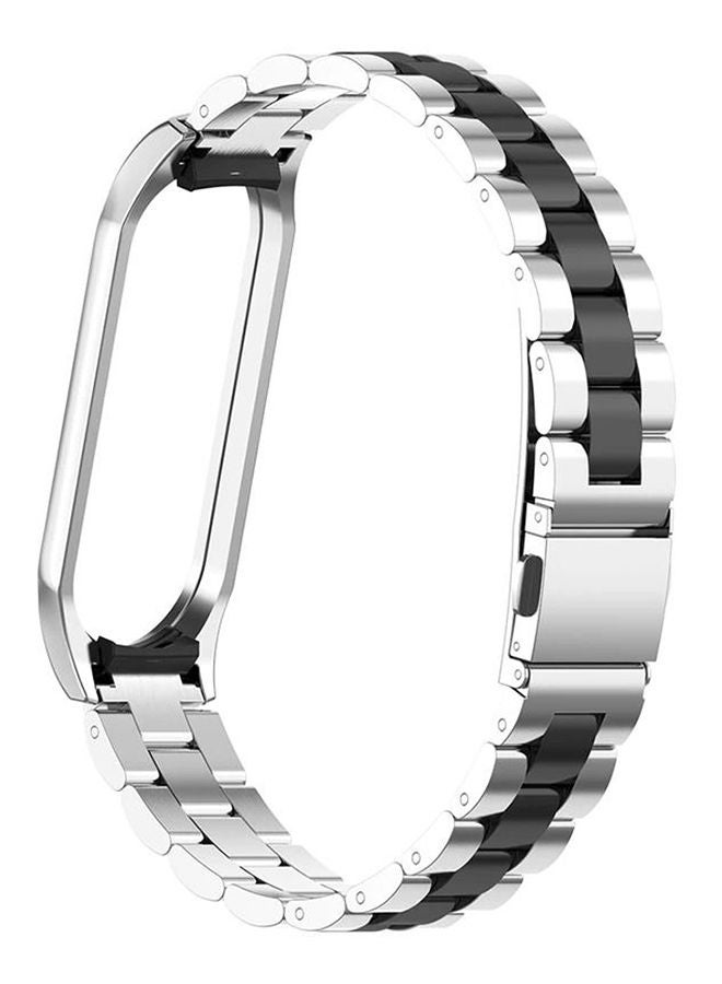 NIBEMINENT Stainless Steel Strap Bracelet For Xiaomi Mi Band 3 4 S Black-Silver - Image 2