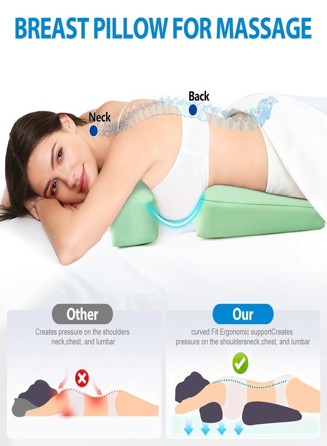 KONOVOLY Leather Breast Pillow for Sleeping, Bolster T-Wedge Cushion Massage for Bust Sizes(AA-D), Comfort Bolster Wedge, Chest Massage Table Prone Pillow for SPA (Green) - Image 2