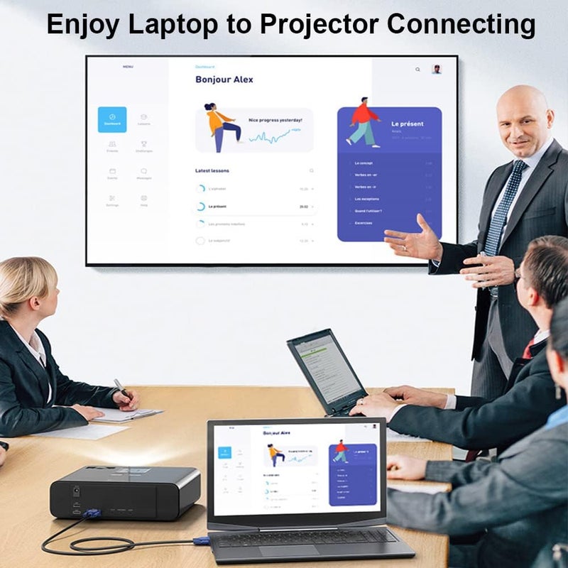 JGD PRODUCTS كابل VGA ذكر إلى ذكر بطول 1.5 متر، يدعم الشاشة/الكمبيوتر/LCD/LED، بلازما، بروجيكتور، TFT - Image 3