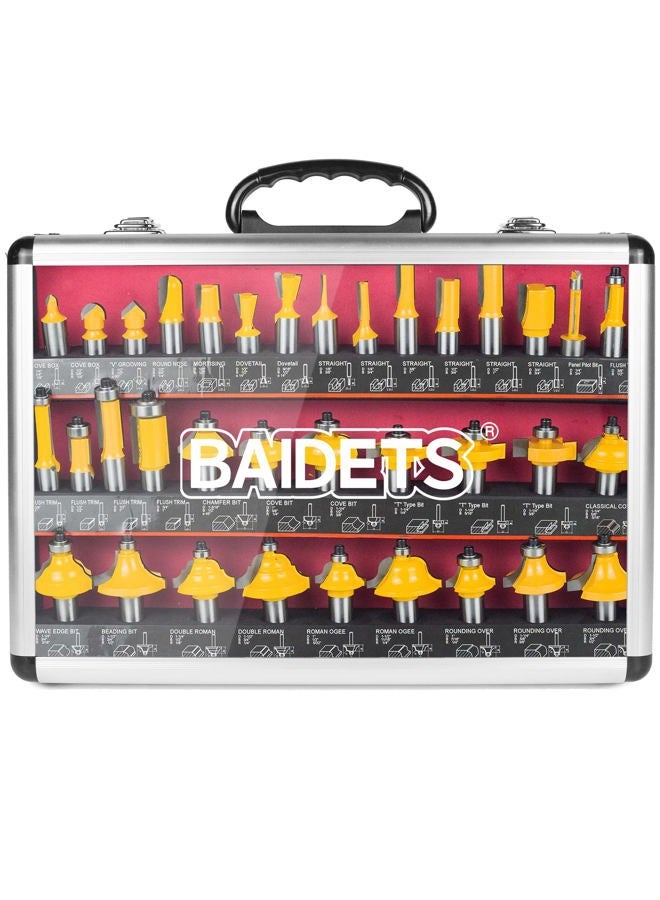 BAIDETS Router Bits Set 1/2 Inch Shank - 35PCS 1/2" Router Bit for Professional and Beginners Carpenter Woodworking Projects - Image 1