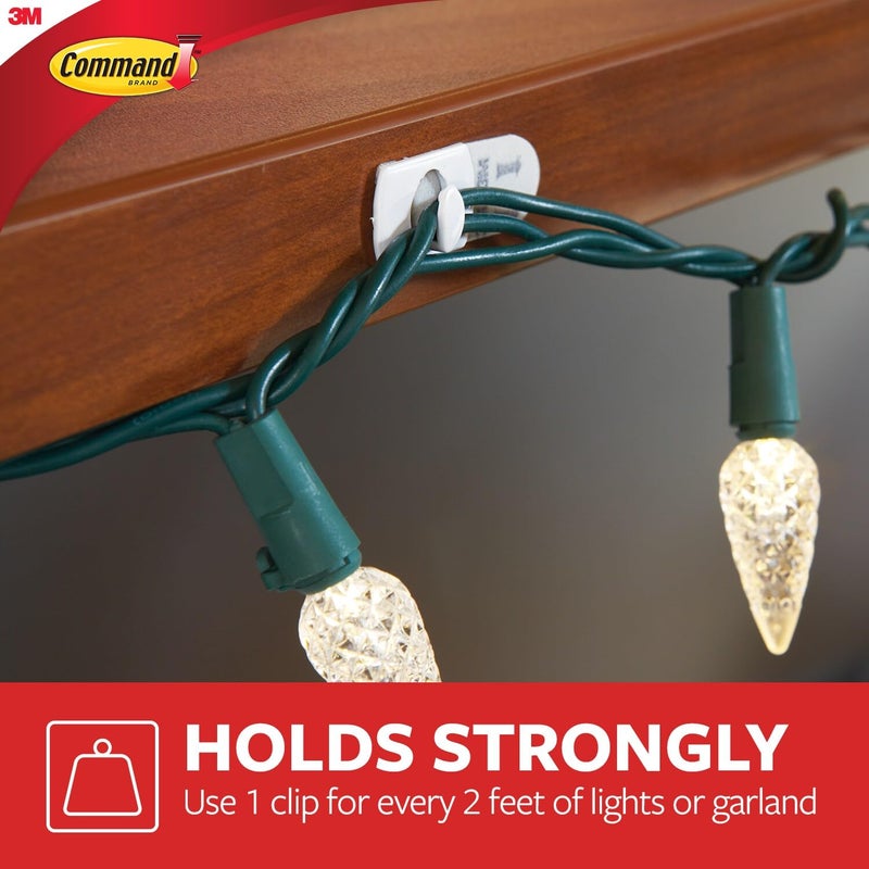 Command Decorating Clips, 40 Clips and 48 Strips, Damage-Free Hanging Light Clips with Adhesive Strips, No Tools Small Wall Clip for Hanging Lights and Cables - Image 3