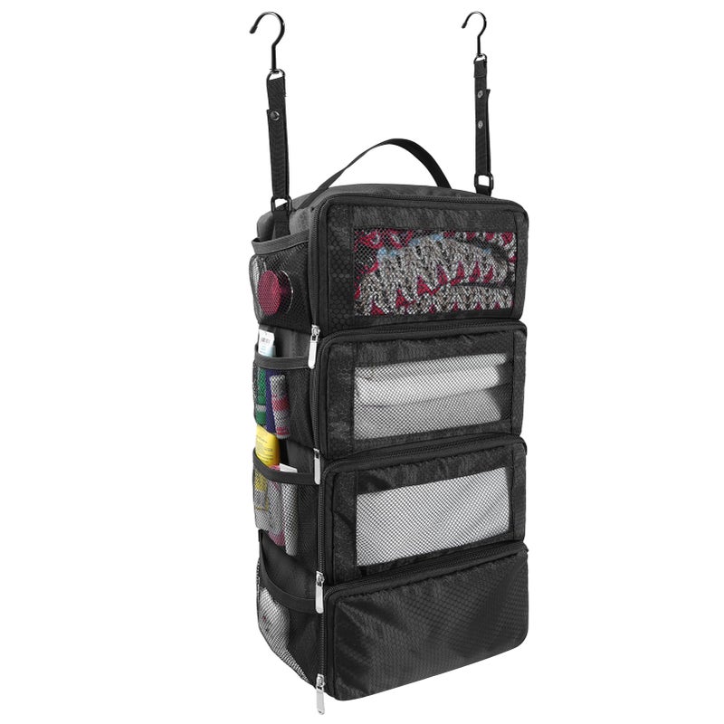 Olosar Suitcase Organizer, Travel Luggage Organizer Portable Hanging Travel Shelves Collapsible Hanging Packing Cubes for Carry on Suitcase, Black - Image 1