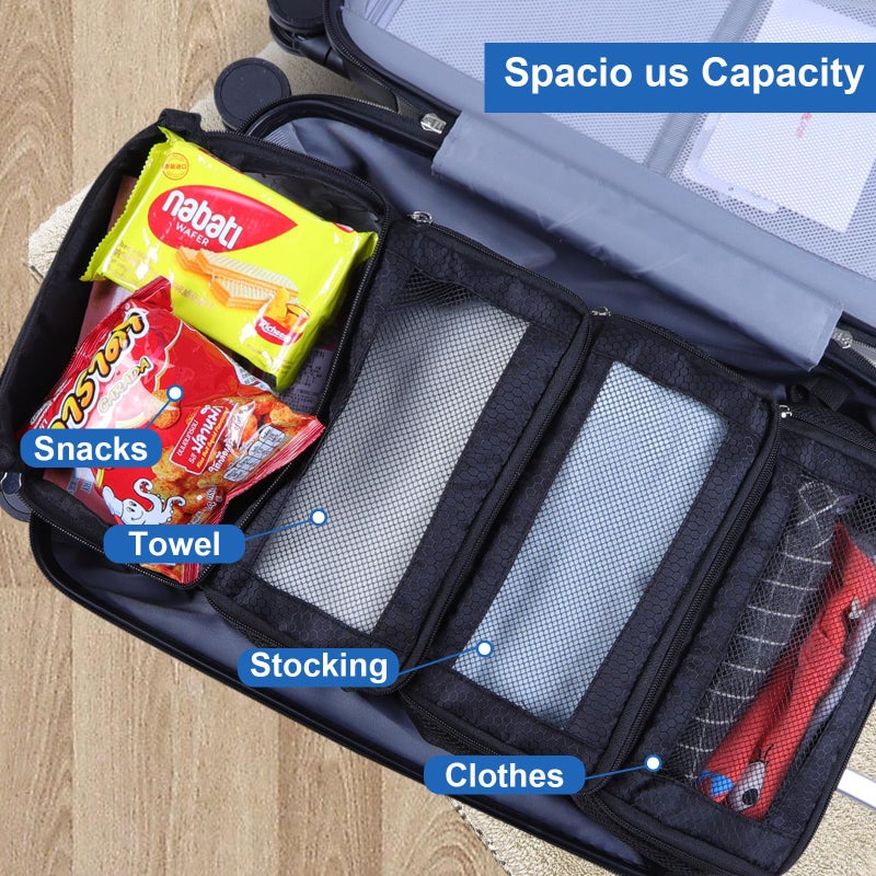 Olosar Suitcase Organizer, Travel Luggage Organizer Portable Hanging Travel Shelves Collapsible Hanging Packing Cubes for Carry on Suitcase, Black - Image 5