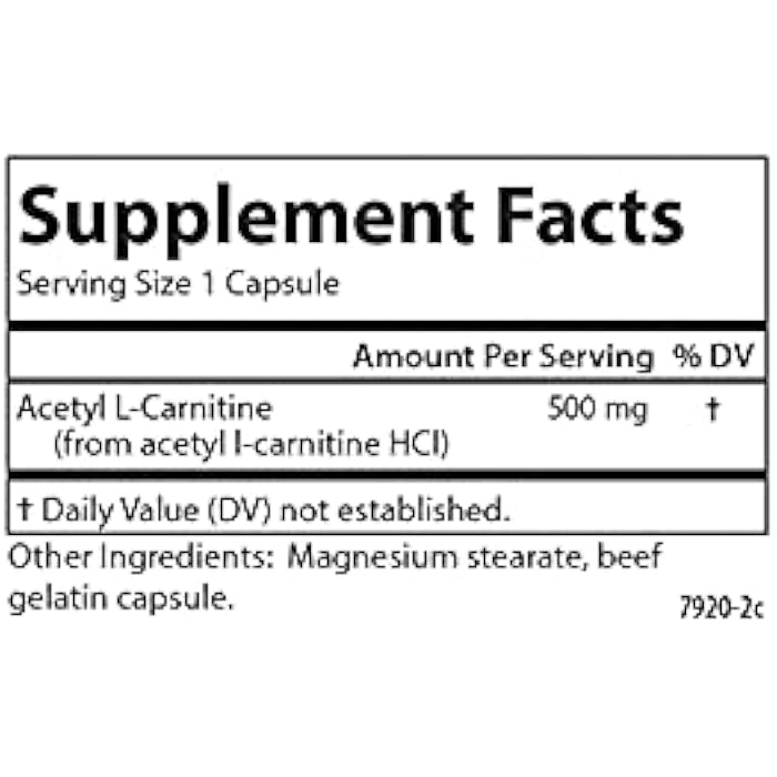 Carlson Labs Acetyl L-Carnitine, 500mg, 60 Capsules - Image 4