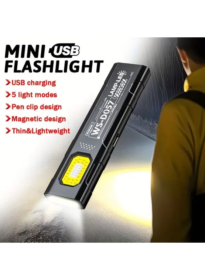 1PC USB Rechargeable Portable Flashlight 5 In 1 Magnetic Base Hands Free Work Light - Image 1