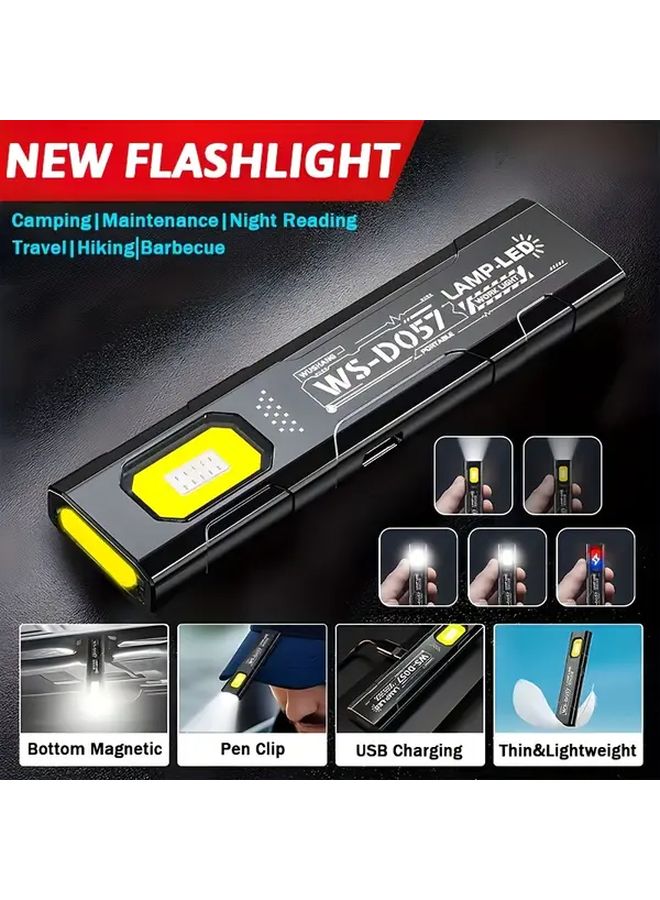 1PC USB Rechargeable Portable Flashlight 5 In 1 Magnetic Base Hands Free Work Light - Image 3