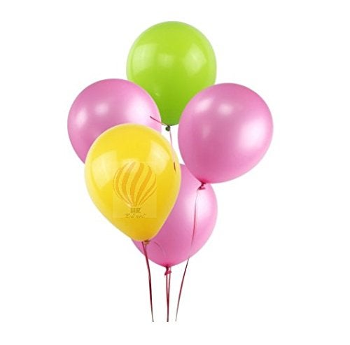 HK balloons Green Pink Yellow Pack of 50 Birthday Rubber Balloons for Decoration - Image 1