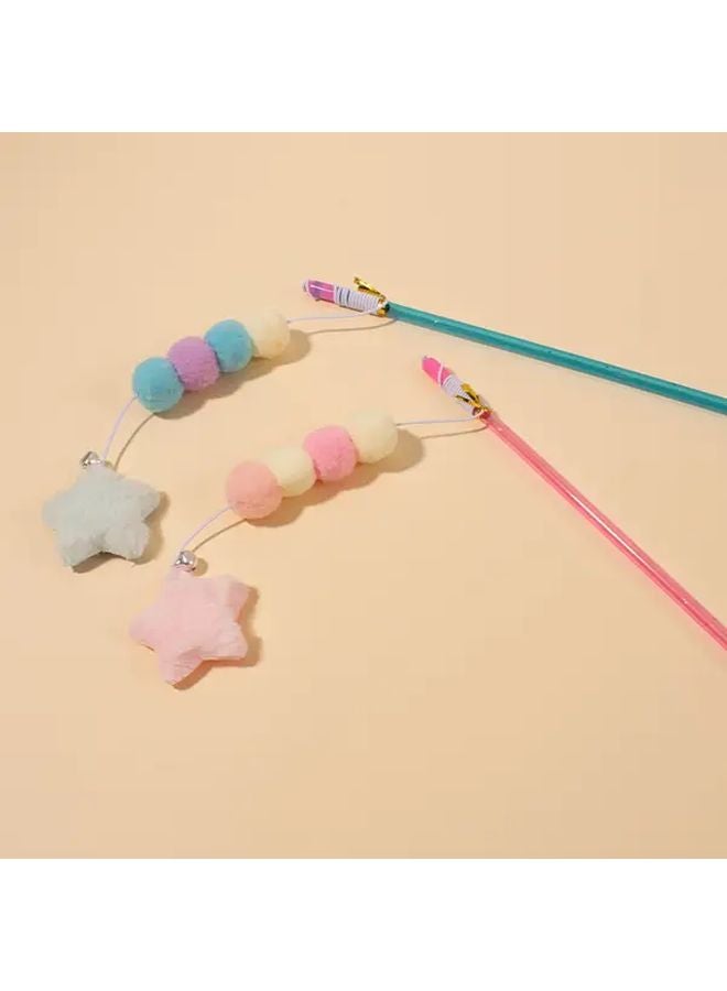 حبل مطاطي أزرق وردي بوم بوم نجمة شرابة لعبة قط مضادة للمضغ للسلالات المتوسطة - Image 1