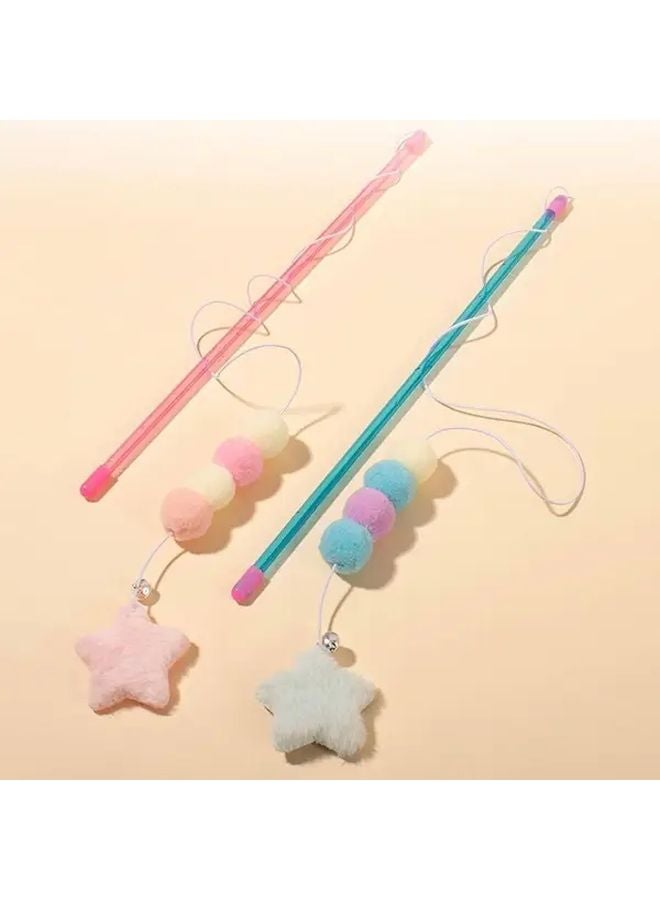 حبل مطاطي أزرق وردي بوم بوم نجمة شرابة لعبة قط مضادة للمضغ للسلالات المتوسطة - Image 3