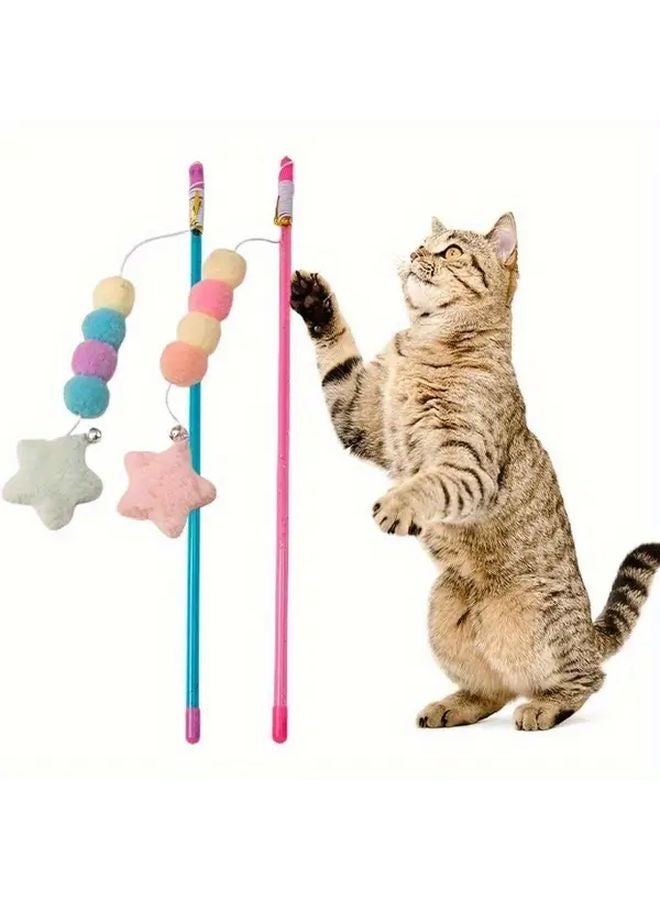 حبل مطاطي أزرق وردي بوم بوم نجمة شرابة لعبة قط مضادة للمضغ للسلالات المتوسطة - Image 2