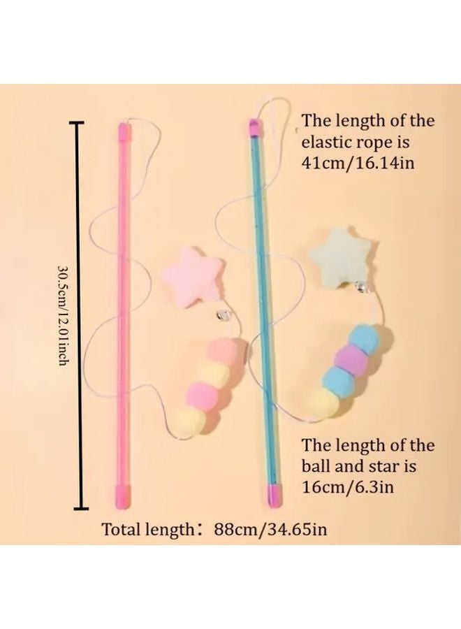 حبل مطاطي أزرق وردي بوم بوم نجمة شرابة لعبة قط مضادة للمضغ للسلالات المتوسطة - Image 5