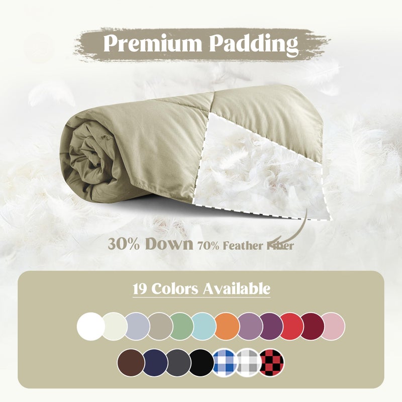 puredownÂ® Soft Feather Down Throw Blanket Lightweight Packable Couch Throw for Indoor and Outdoor Use, Throw 50"X70", Beige - Image 3