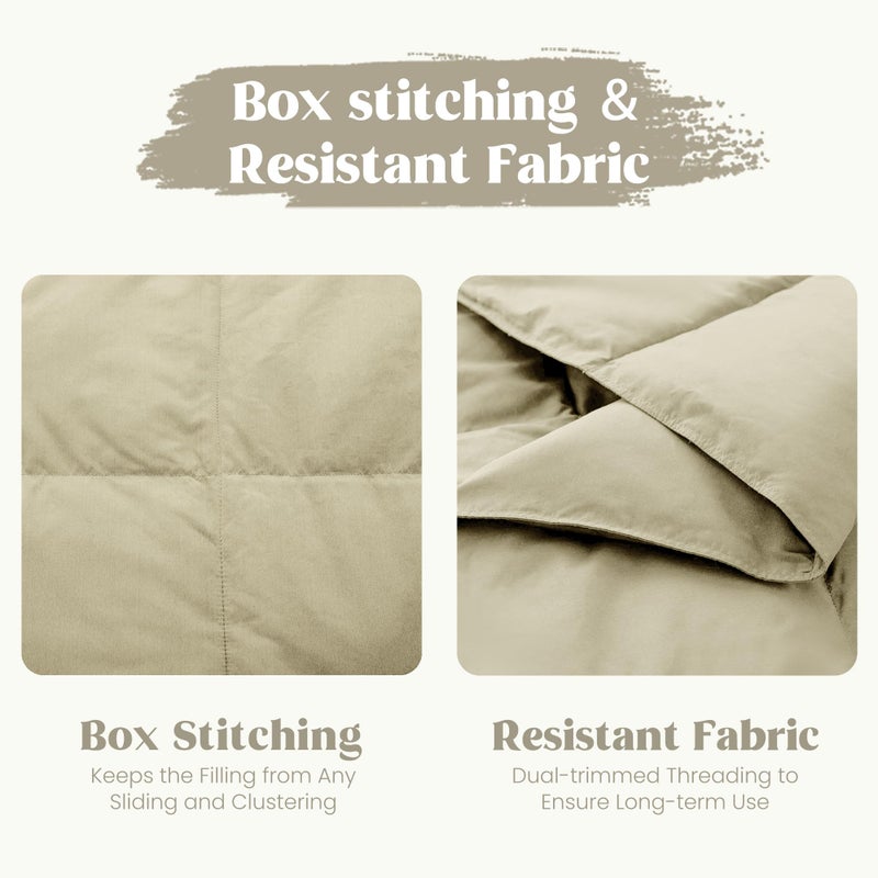 puredownÂ® Soft Feather Down Throw Blanket Lightweight Packable Couch Throw for Indoor and Outdoor Use, Throw 50"X70", Beige - Image 5