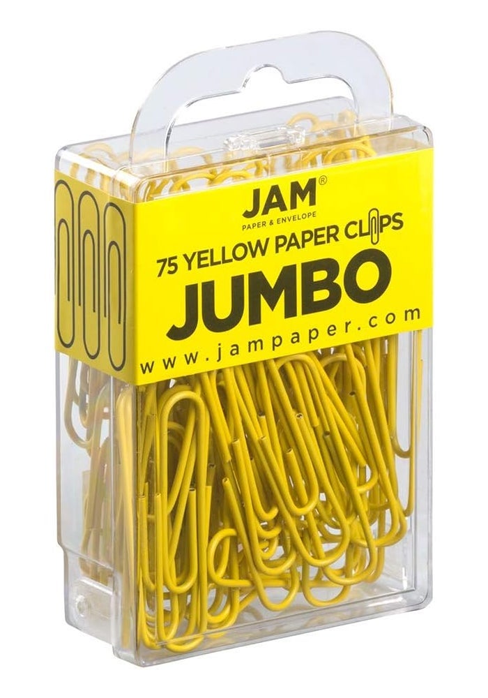 JAM PAPER Jumbo Yellow Paper Clips - 75 Count, 2 Inch Large Clips for Office and School Use - Image 2