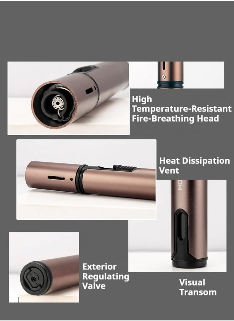 Butane Torch Lighter, Windproof Jet Single Flame Butane Refillable Torch Lighter for Candles, Cooking, Camping Wilderness Use (No Gas)