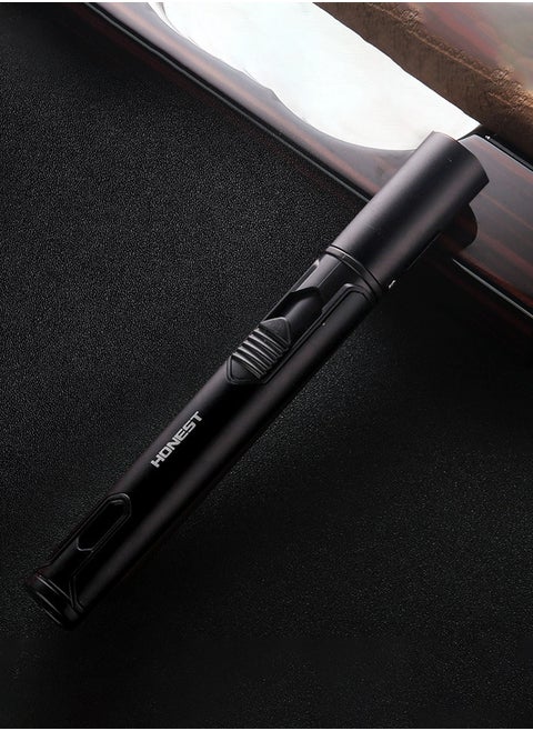 Butane Torch Lighter, Windproof Jet Single Flame Butane Refillable Torch Lighter for Candles, Cooking, Camping Wilderness Use (No Gas)