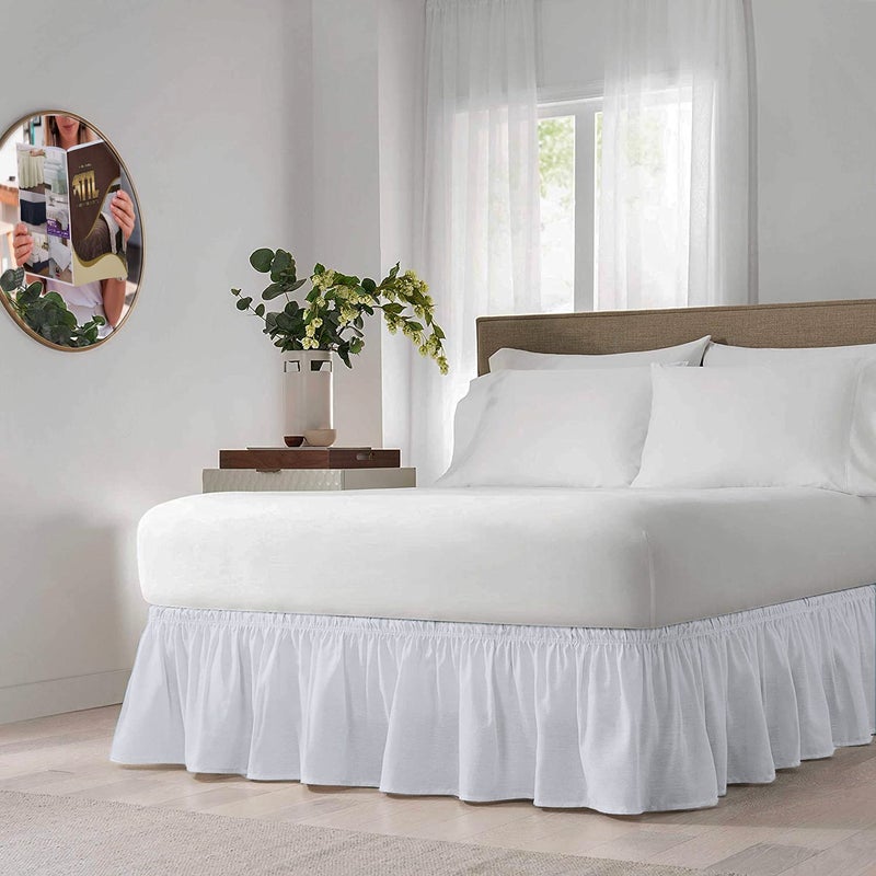 Tigers Trade Lines Bed Skirts, Cotton, Solid Pattern, for Home, Hotel, Touristic Village (for 160cm bed size/Height 40cm, White)