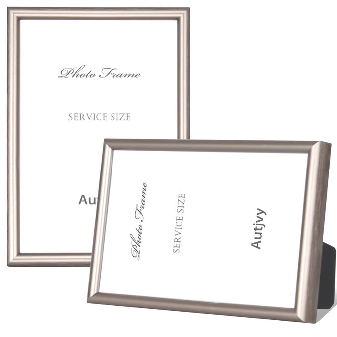 5X7 PICTURE FRAME CHAMPAGNE BRUSHED MODERN SIMPLE THIN ALUMINUM METAL PHOTO FRAME WITH HD REAL GLASS DISPLAY FOR TABLETOP AND WALL COLLAGE 2 PACK
