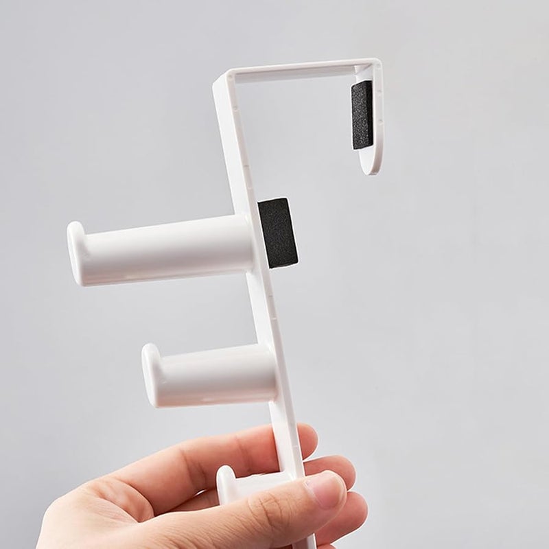 White Over The Door Hooks No Drilling Space Saving Coat Towel Rack For Bedroom Bathroom - Image 5