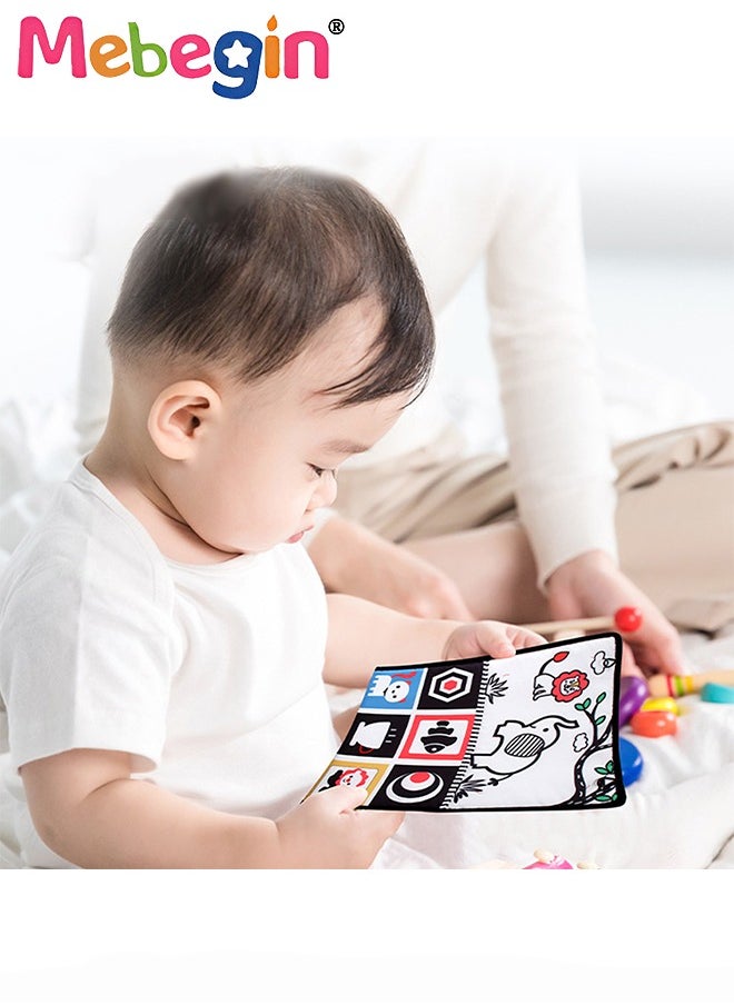 MEBEGIN Foldable Cloth Book with Mirror, Tummy Time Mirror Toys for Babies, High Contrast Baby Sensory Toys with Crinkle Cloth Book & Teethers, Montessori Toys, Creative Portable Baby Development Toy, Excellent Tool for Early Learning Education and Enlightenment  - Image 4