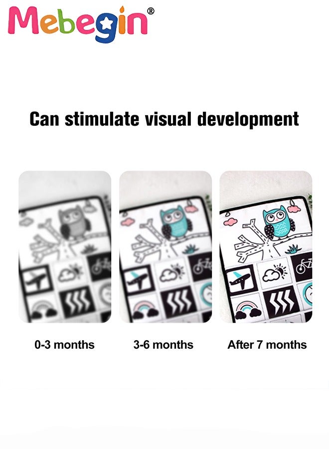 Foldable Cloth Book with Mirror, Tummy Time Mirror Toys for Babies, High Contrast Baby Sensory Toys with Crinkle Cloth Book & Teethers, Montessori Toys, Creative Portable Baby Development Toy, Excellent Tool for Early Learning Education and Enlightenment