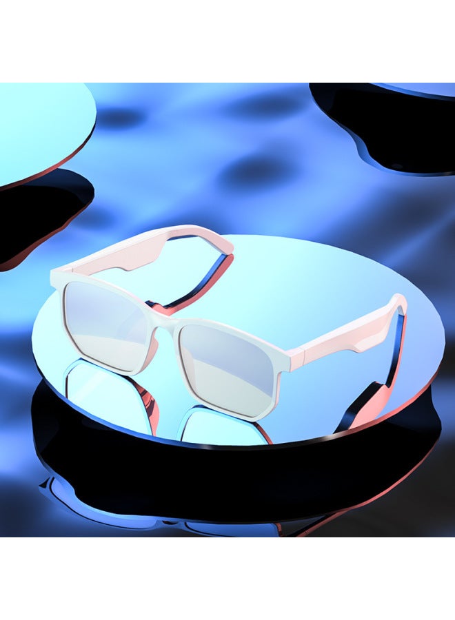 Air Conduction Bluetooth Glasses Wireless Bluetooth Audio Sunglasses Driving Hands-free Call Multi-function Music Sunglasses-Color:White - Image 1
