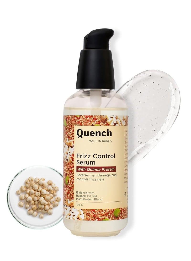 Quench Frizz Control Serum With Quinoa Protein & Ceramides, Hair Serum For Dry, Damaged & Frizzy Hair, Smoothes Frizz, Tames Flyaways & Repairs Hair Damage, Made In Korea (100Ml) - Image 1