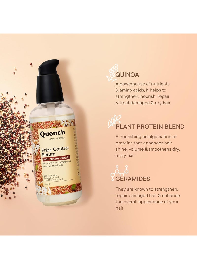 Quench Frizz Control Serum With Quinoa Protein & Ceramides, Hair Serum For Dry, Damaged & Frizzy Hair, Smoothes Frizz, Tames Flyaways & Repairs Hair Damage, Made In Korea (100Ml) - Image 4
