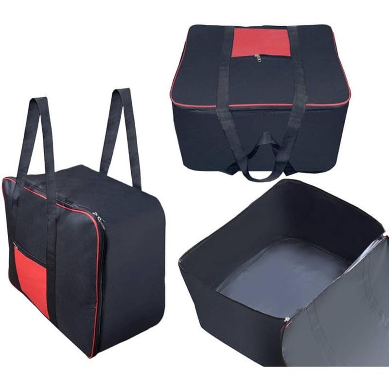 WOLFSTER Moisture Proof Nylon Rectangular Big Underbed Cloth Storage Bag Foldable Blanket Cover with Handles Black Mix Red Pack of 3 - Image 2