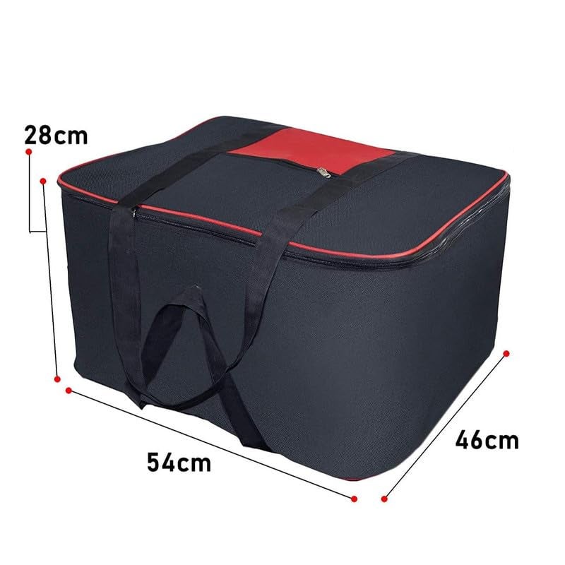 WOLFSTER Moisture Proof Nylon Rectangular Big Underbed Cloth Storage Bag Foldable Blanket Cover with Handles Black Mix Red Pack of 3 - Image 5