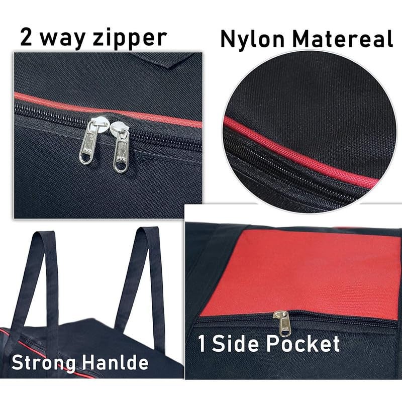 WOLFSTER Moisture Proof Nylon Rectangular Big Underbed Cloth Storage Bag Foldable Blanket Cover with Handles Black Mix Red Pack of 3 - Image 3