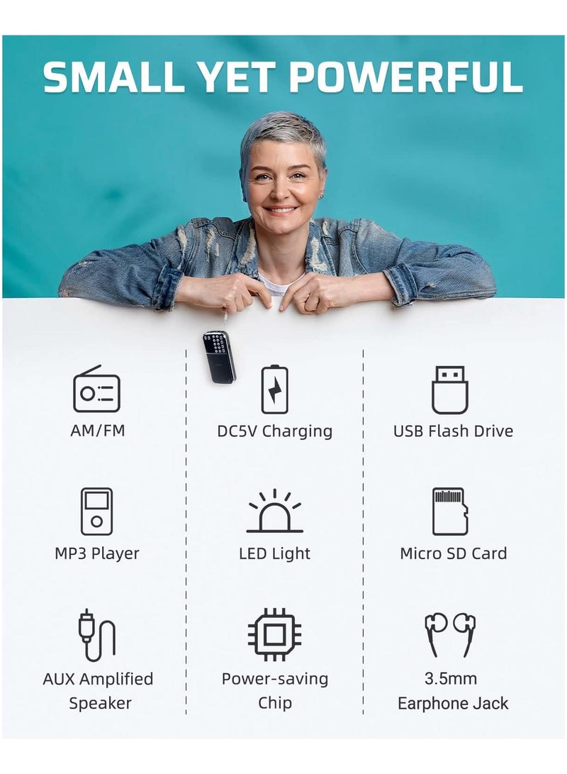 J-189 Bluetooth AM FM Radio Small Portable Radio Dual Speaker Heavy Bass Red - Image 4