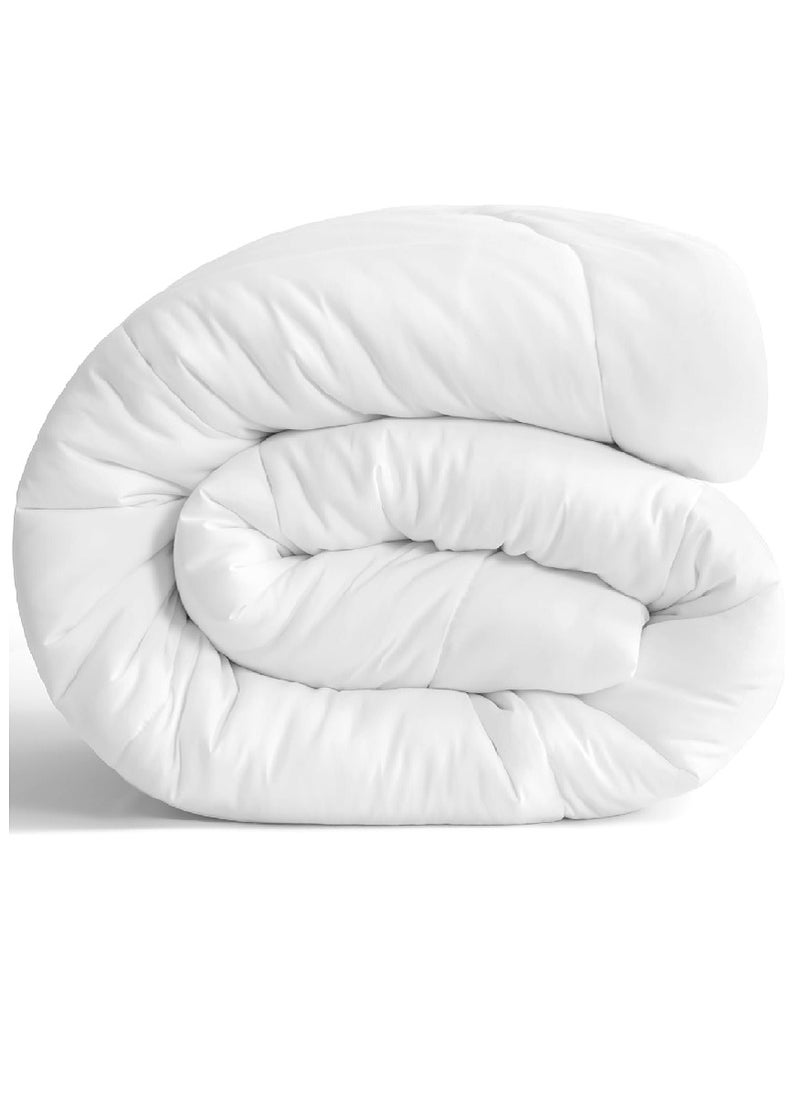 Blueberry Luxury Single Size Plain Duvet  Quilted Cotton White 150x200cm  - Image 1
